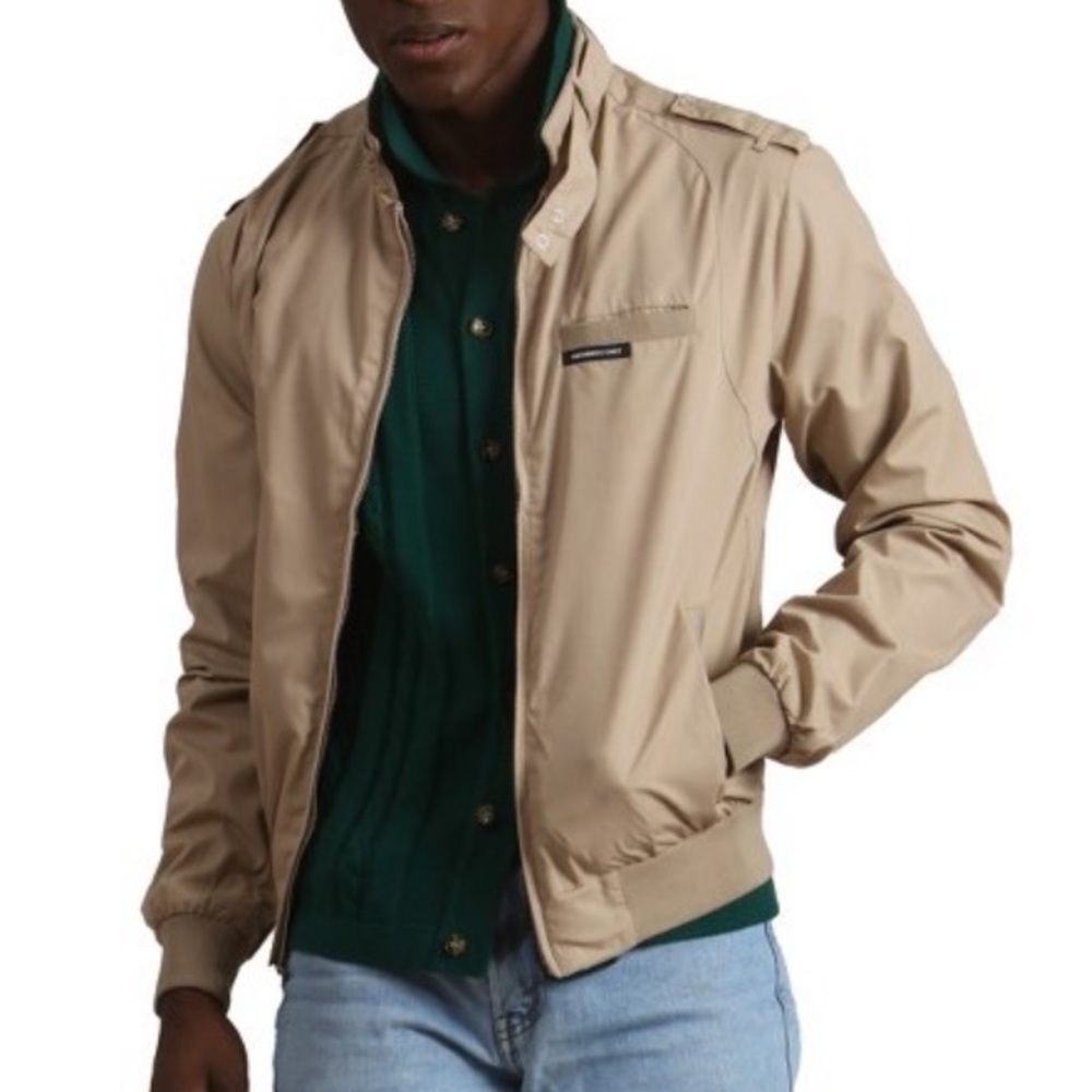 Members Only Mens Original Iconic Racer Bomber Jacket Khaki Sz S